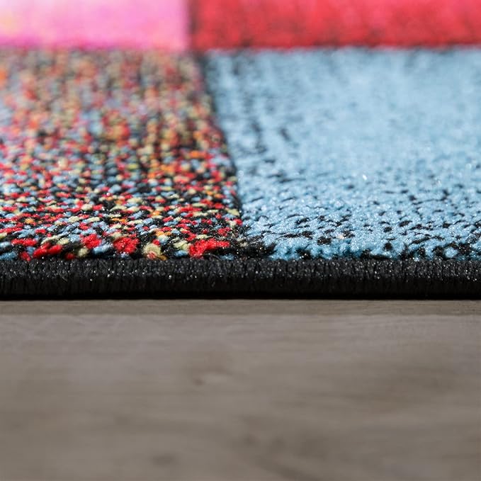 Paco Home Colorful Living Room Rug Checkered Design with Squares Multicolor, Size: 2' x 3'7"