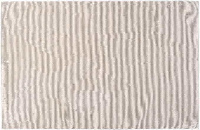 Revival Rugs Stripe 3'11"x6'1" Machine Washable Area Rug for Kitchen Bedroom - 100% Recycled Oeko-TEX Certified, Medium Pile, Taupe