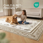SOULFUL Medium Pile 4x6 Rugs for Living Room - Soft Foot Feel Area Rug - Brown Boho Floral - Washable Non-Slip - Perfect for Bedroom Kids Room Under Dining Table Office
