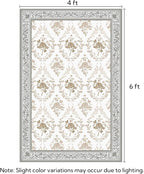 SOULFUL Medium Pile 4x6 Rugs for Living Room - Soft Underfoot Area Rug - Light Taupe Boho Floral - Washable Non-Slip - Perfect for Bedroom Kids Room Under Dining Table Office