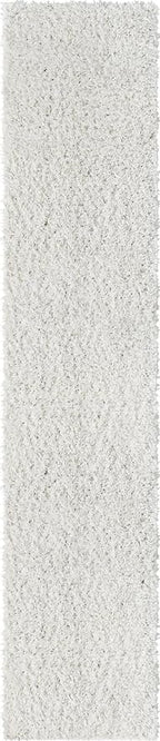 Unique Loom Davos Shag Collection Area Rug - Solid (2' 7" x 20' Runner, White/ Ivory)