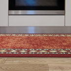 Antep Rugs Alfombras Modern Bordered 2x4 Non-Skid (Non-Slip) Low Profile Pile Rubber Backing Kitchen Area Rugs (Maroon Beige, 2'3" x 4')