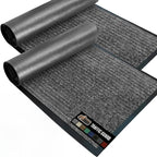 GORILLA GRIP Waterproof Traffic Guard Door Mat, 2 Pack Heavy Duty Entryway Mats, Strong Rubber Back Commercial Rugs for Office Hallway, Garage Floor and Home, Low Profile Carpet, 35x23, Light Gray