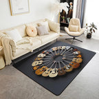 Round Guitar Area Rug 3x5 Musical Instruments Rugs for Living Room | Music Notes Modern Rock Washable Rug, Grunge Hip Hop Carpet Indoor Floor Mat