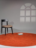 Hand Knotted Loom Wool ECO-Friendly Area Rugs - 8'x8', Round, Light Red Color, Solid Plain Design, High Pile Handmade Anti Skid Area Rugs for Living Room, Bed Room (L00111)