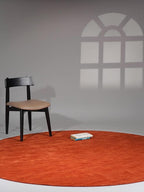 Hand Knotted Loom Wool ECO-Friendly Area Rugs - 8'x8', Round, Light Red Color, Solid Plain Design, High Pile Handmade Anti Skid Area Rugs for Living Room, Bed Room (L00111)