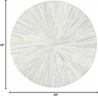 Faux Cowhide Round Area Rug | Non-Slip Leather Floor Carpet for Living Room, Bedroom, and Home Décor | Modern Stylish Accent Rug(White_4x4)
