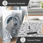 KILOCOCO Hallway Runner Rug 2.6'x8' Washable Printed Moroccan Runner Rugs Non Slip Entryway Rugs Soft Indoor Long Floor Rug for Bedroom Kitchen Living Room Geometric Boho Carpet Runners, Grey White
