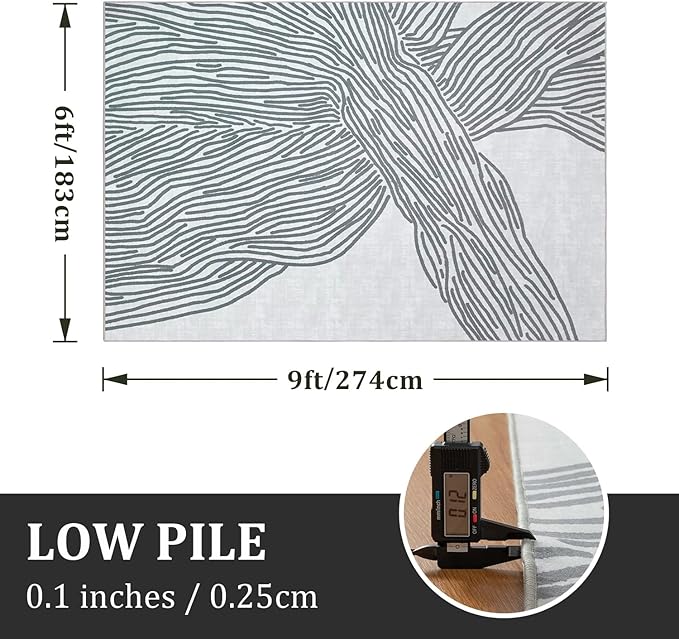 YIHOUSE Grey Rug for Living Room, 6×9 Modern Abstract Area Rug, Geometric Contemporary Wave Striped Rugs for Playroom Nursery, Washable Nonslip Large Rug for Bedroom Dining Room
