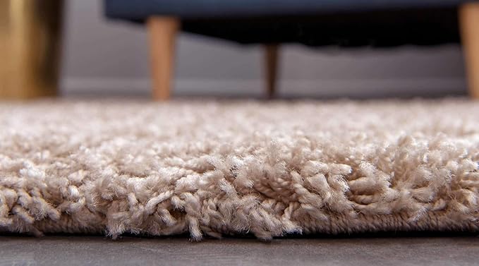 Unique Loom Solid Shag Collection Area Rug (7' 1" x 10' Rectangle, Taupe)