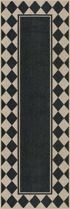 Moynesa Easy Jute Hallways Runner Rugs Washable 2x6 Entryway Rug Runners for Kitchen Black Checkered Indoor Outdoor Carpet for Entryway Patio, Diamond Grid Mat for Bathroom Bedroom Laundry