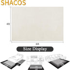 SHACOS Soft Cozy Fluffy Abstract Geometric High Low Pile Area Rugs 4'x6' Non Slip Washable Scandinavian Minimalist Rug Modern Carpet for Living Room Bedroom Dining Room, Cream