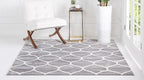 Rugs.com Lattice Frieze Collection Rug – 5' Square Light Gray Medium Rug Perfect for Living Rooms, Kitchens, Entryways