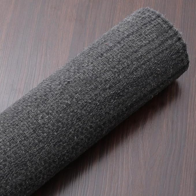 Rugsotic Carpets Hand Woven Flat Weave Kilim Wool ECO-Friendly Area Rugs - 8'x8', Square Shape, Charcoal Color, Solid Plain Design, Low Pile Handmade Area Rugs for Living Room, Bed Room (D00111)