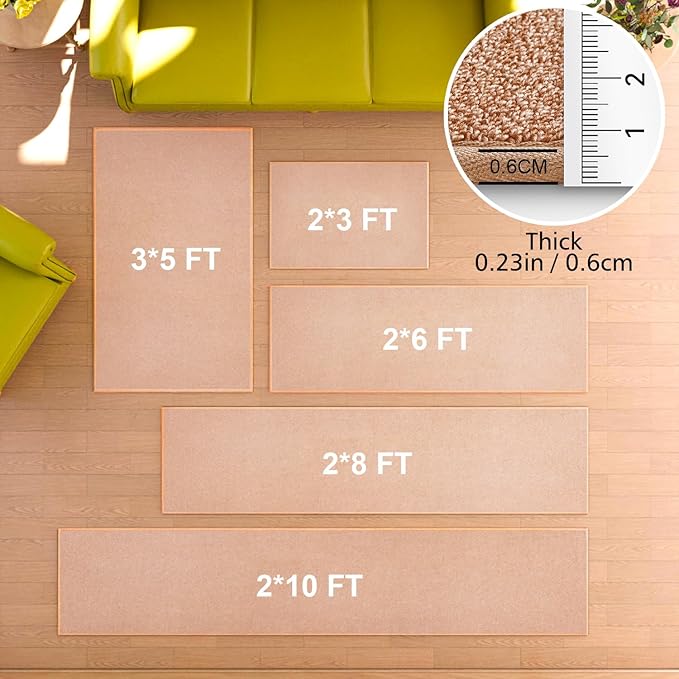 Runner Rug with Non Slip Rubber Backing, Washable Soft Floor Carpet for Kitchen, Hallway, Entryway Indoor, Bedroom, Laundry, Low Pile Area Rugs, Solid Color with Pointillism Style (Camel, 2' * 8')