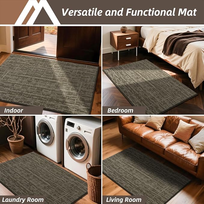 COSY HOMEER-Dirt-Trapper-Door-Mat 32"x48" Non-Slip Entryway Rugs,Washable Welcome Mat,Absorbent Entrance Mats,Low Pile Dog Door Mats for Front Back Doomats and Wet Shoes,Light Brown