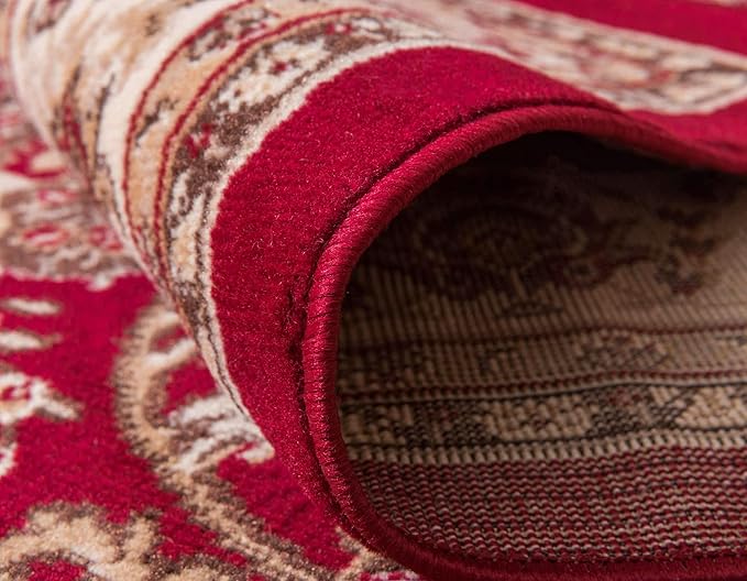 Unique Loom Sialk Hill Collection Area Rug - Washington (9' x 12' Rectangle Burgundy/Cream)
