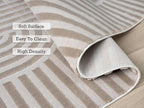 Annabel Modern Geometric Area Rug for Living Room, 4x6 Contemporary Arched Linear Beige Neutral Rug, Stain Resistant Non-Shedding Carpet for Bedroom, Dining Room or Kitchen (4' x 6', Beige)