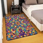 Vintage Mandala Large Area Rug 5x7 Bohemian Style Watercolor Flowers Living Room Rug | Boho Floral Rugs for Bedroom, Victorian Decor Antique Damask Carpet Indoor Floor Mat