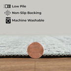 GLN Rugs Contemporary Collection - Machine Washable Area Rug, Contemporary Washable, Non Slip, Low Pile Chenille Rug, Living Room, Bedroom, Kitchen Rug (6' x 9' Gray 0166)