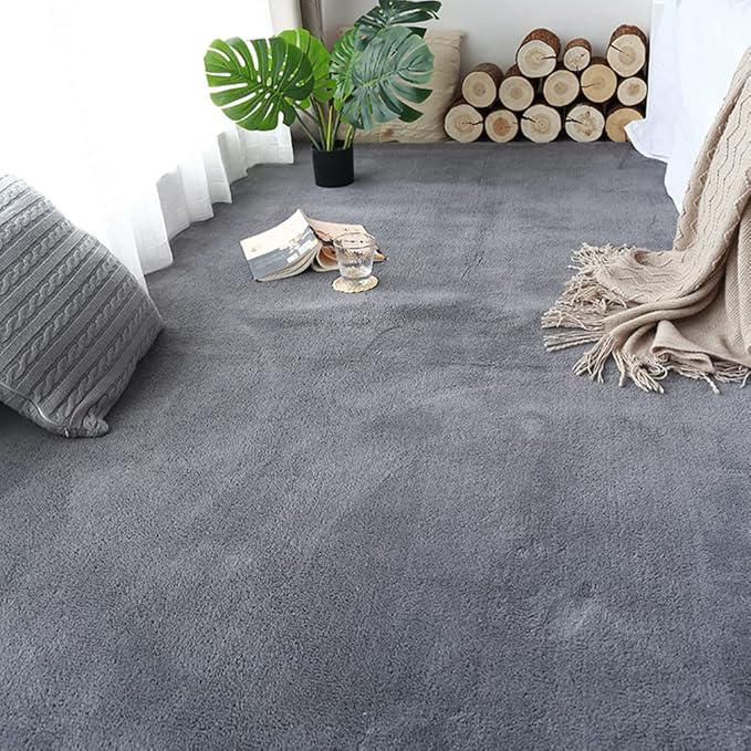 Soft Cashmere Area Rug Luxury Bedside Carpet Bedroom Living Room Mats Solid Color Children's Room Rugs Runner Carpets Indoor Mats Home Décor White Gray Red 1.3' X 2'