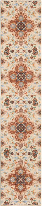 Phantoscope Washable Runner Rug 2'x10' Non-Slip, Vintage Boho Hallway Rugs for Entryway, Stair, Bedroom, Fall Orange Floral Medallion Pattern, Low-Pile Foldable Floor Carpet, Rust/Multi Floral