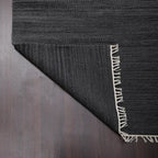 Rugsotic Carpets Hand Woven Flat Weave Kilim Wool ECO-Friendly Area Rugs - 10'x13', Rectangle Shape, Charcoal Color, Solid Plain Design, Low Pile Handmade Rugs for Living Room, Bed Room (D00111)