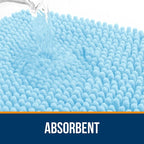 OLANLY Bathroom Rugs 24x16, Extra Soft Absorbent Chenille Bath Rugs, Rubber Backing Quick Dry, Machine Washable Bath Mats for Bathroom Floor, Tub and Shower, Home Decor Accessories, Sky Blue