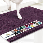 Muddy Mat® | Super Absorbent Door Mat Indoor, Microfiber Quick Dry Chenille Entryway Rug, Non-Slip Front Door Mat, Indoor Mats for Entryway, Machine Washable Pet Rug, Dark Purple 24"x35"