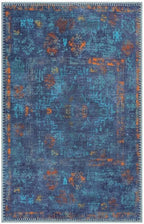 GLN Rugs Contemporary Collection - Machine Washable Area Rug, Contemporary Washable, Non Slip, Low Pile Chenille Rug, Living Room, Bedroom, Kitchen Rug (2' x 3' Midnight/Multi)