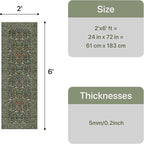 Bavni Boho Floral Kitchen Runner Rug 2x6, Washable Non Slip Thin Carpet for Hallway Bathroom Laundry Room, Ultra Soft Botanical Runner for Entryway, Modern Indoor Floor Decor, Emerald Green