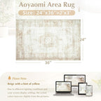 Area Rug 2x3 Entryway Rugs - Machine Washable Vintage Boho Area Rug Non-Slip Kitchen Rugs Soft Stain Resistant Indoor Door Mat, Small Oriental Throw Rug for Entrance Hallway Bedroom (Beige, 2'x3')