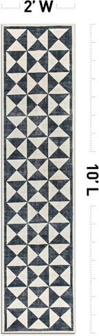 Rugshop Geometric Diamond Washable Non Slip Runner Rug 2' x 10' Cream