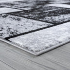LUXE WEAVERS Modern Geometric Squares Gray 4x5 Area Rug for Living Room