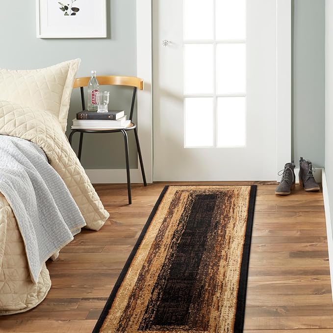 Home Dynamix Royalty Vega Contemporary Geometric Runner Area Rug, Black/Beige, 1'9"x7'2"