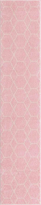 Unique Loom Trellis Frieze Collection Area Rug - Geometric (2' x 10' Runner, Light Pink/ Ivory)