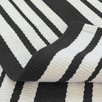 KOZYFLY Black and White Striped Porch Runner Rug 2x4.3 Ft Washable Outdoor Rug Farmhouse Outdoor Doormats Double Front Door Rug Striped Runner for Front Door Kitchen Hallway Bathroom