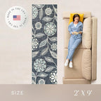 Maples Rugs Reggie Floral Runner Rug - Made in USA - Washable, Non Slip Indoor Carpet for Kitchen, Hallway, and Laundry Room, 2' x 9', Persian Blue