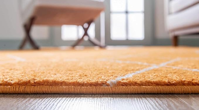 Unique Loom Trellis Frieze Collection Area Rug - Geometric (6' 1" x 9', Orange/ Ivory)