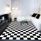 Checkered Rug 5x7 Large Washable Black and White Checkered Rug Modern Ultra Soft and Low-Pile Non-Slip Bedroom Carpet for Dining Room Living Room Home Decor (Black and White, 5x7ft)