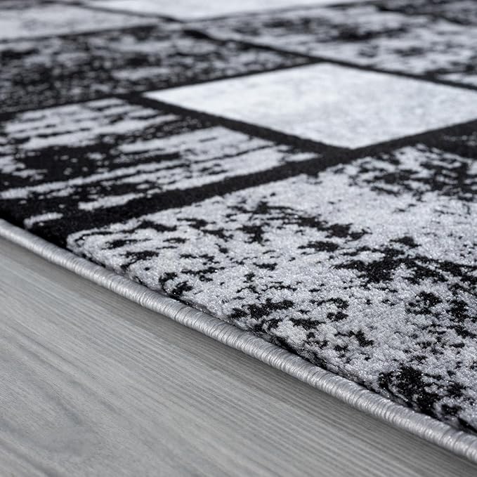 LUXE WEAVERS Modern Geometric Squares Gray 4x5 Area Rug for Living Room