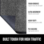 GORILLA GRIP Waterproof Traffic Guard Door Mat, 70x24, Heavy Duty Entryway Mats, Strong Rubber Back Commercial Rugs for Office Hallway, Garage Floor and Home, Low Profile Carpet Runner, Light Gray