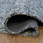 Hand Tufted Wool ECO-Friendly Area Rugs - 8'x8', Round Shape, Dark & Blue, Solid Plain Design, High Pile Thick Handmade Anti Skid Area Rugs for Living Room, Bed Room (KWC111)