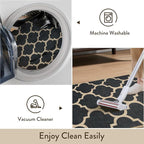 Lahome Moroccan Easy Jute Runner Rug 2x6, Black Washable Runner Rugs for Outdoor Porch Kitchen, Geometric Trellis Woven Long Carpet for Laundry, Thin Non Slip Farmhouse Porch Decor