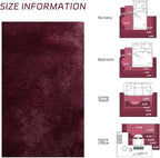 duduta Burgundy Plush Rugs for Bedroom 4x6 ft, Fluffy Carpet for Living Room, Shag Rug for Kids Room Dorm Nursery Playroom