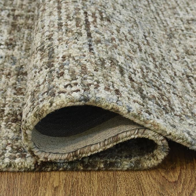 Hand Tufted Wool ECO-Friendly Area Rugs - 8'x10', Rectangle Shape, Dark Brown & Beige, Solid Plain Design, High Pile Handmade Area Rugs for Living Room, Bed Room (KWC111)