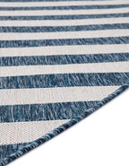 Unique Loom Outdoor Striped Collection Area Rug - Striped (6' 1" Round Blue/Ivory)