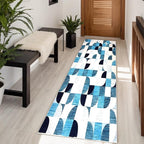 2x6 Runner Rug Washable, Modern Abstract Area Rugs for Hallways Kitchen Bathroom Bedroom Entryway, Non Slip Carpet Long Mat Indoor, Boho Soft Ultra-Thin Navy Blue