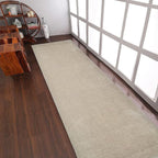 Rugsotic Carpets Hand Knotted Loom Wool ECO-Friendly Area Rugs - 2'8''x10', Runner, Beige Color, Solid Plain Design, High Pile Handmade Anti Skid Area Rugs for Living Room, Bed Room (L00111)