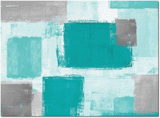 Teal Green Rectangular Area Rugs for Living Room Bedroom 3 x 5 ft Abstract Paint Texture Modern Art Non-Shedding Soft Low Pile Rug Non Slip Washable Rug for Nursery Entryway Playroom